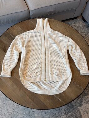 Women’s Varley Finn Longline Knit Jacket - Cream Zip Cardigan - Size Medium